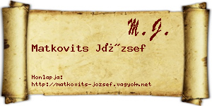 Matkovits József névjegykártya